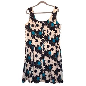 Nine West Floral Fit & Flare Sleeveless Midi Dress Plus Size 16W